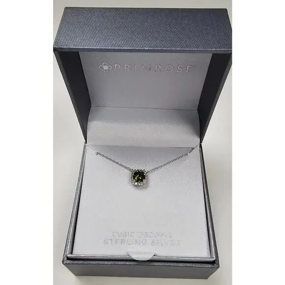 NEW Peridot Sterling Silver Necklace - August Birthstone - Picture 3 of 6